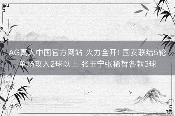 AG真人中国官方网站 火力全开! 国安联结5轮单场攻入2球以上 张玉宁张稀哲各献3球